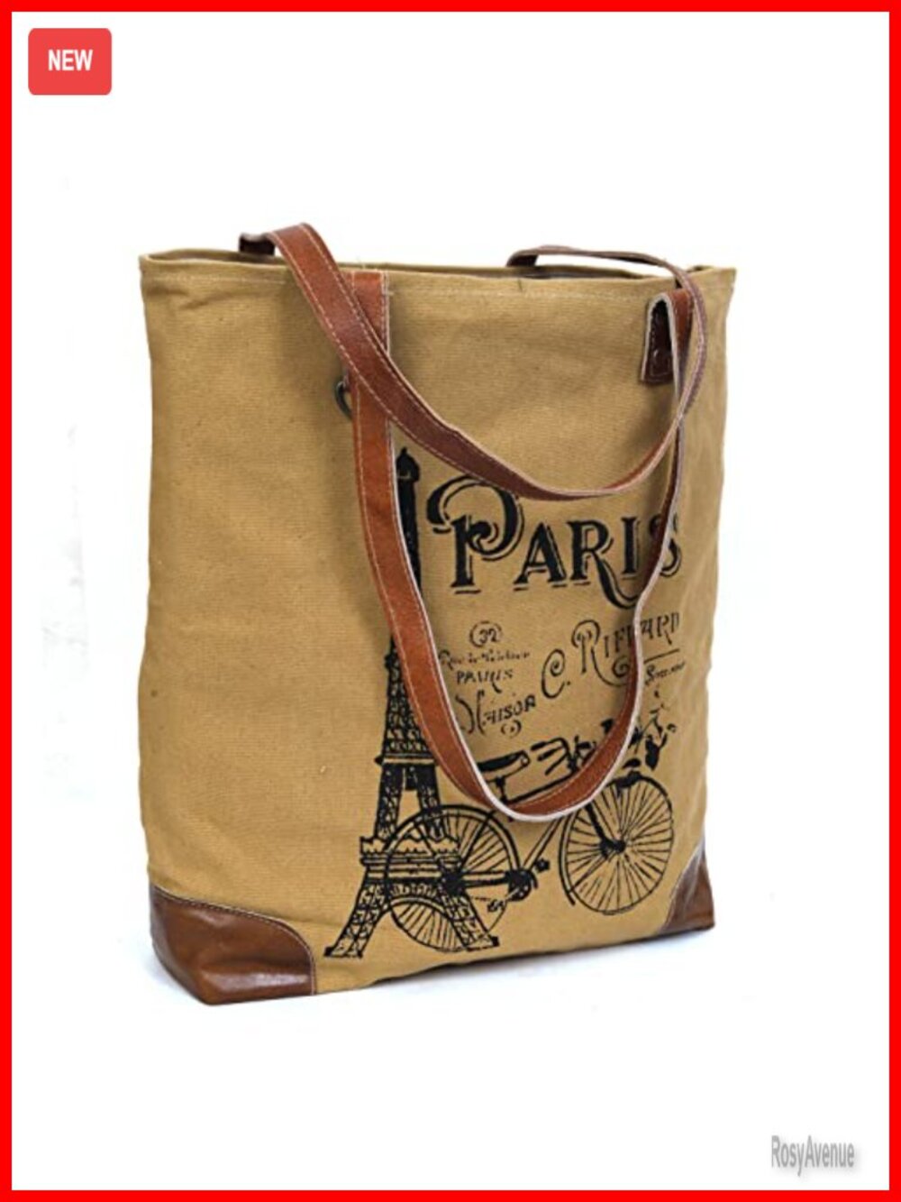 Handmade Upcycled Canvas & Leather Hobo Tote Bag Letter Print Crossbody